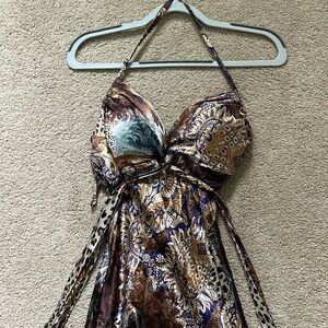 VINTAGE- CUSTOM MADE Animal print Dress w/ build in Bra pads (34-B)- size 2